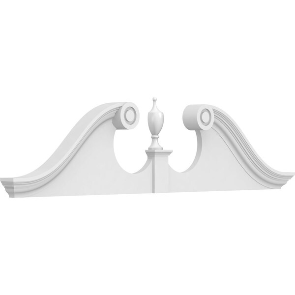 Ekena Millwork Rams Head Architectural Grade PVC Pediment (Urn Ships Unattached in Box), 58"W x 14-1/2"H x 2-3/4"P PEDPS058X145RHP00 - main